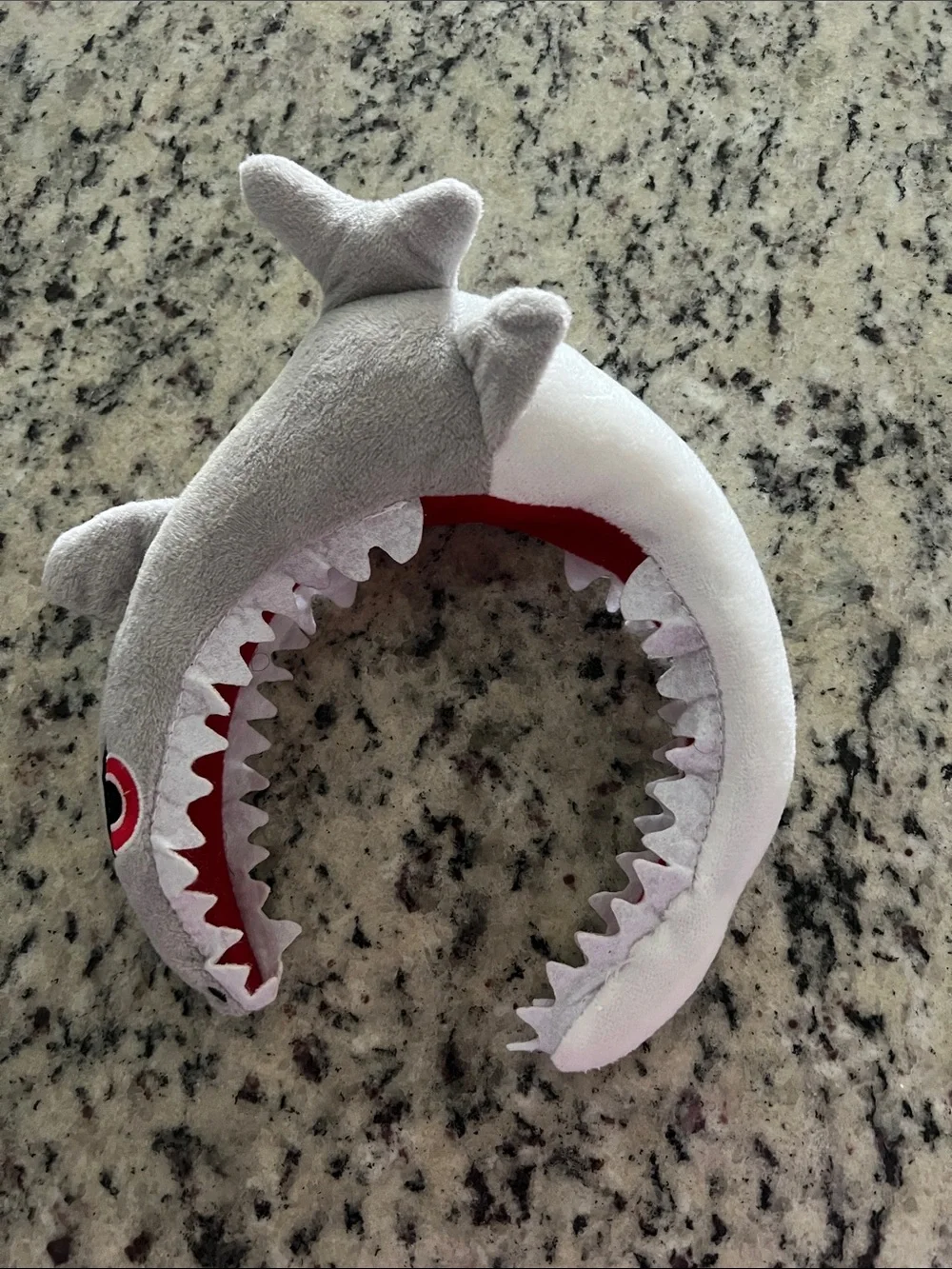 Plush Shark Headband - Gray and White